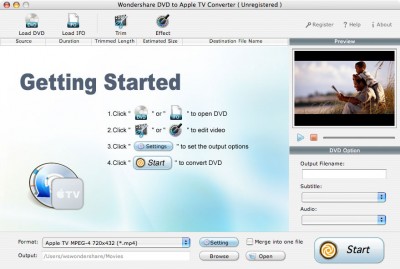 Wondershare DVD to Apple TV Converter for Mac 1.6.10 screenshot