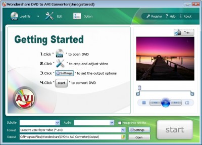 Wondershare DVD to AVI Converter 3.1.24 screenshot