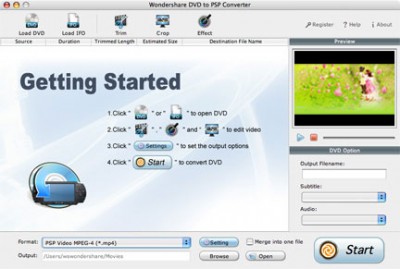 Wondershare DVD to PSP Converter for Mac 1.6.10 screenshot