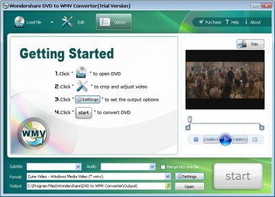 Wondershare DVD to WMV Converter 3.1.25 screenshot