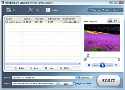Wondershare Video Converter for Blackberry 3.1.26 screenshot