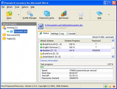 Word Password Recovery Wizard 2.1.2 screenshot
