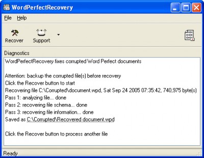 WordPerfectRecovery 1.0.0733 screenshot