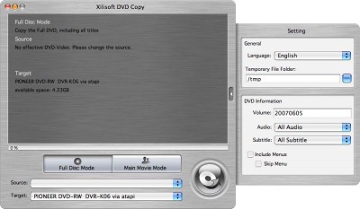 Xilisoft DVD Copy for Mac 2 1.7.12.060 screenshot
