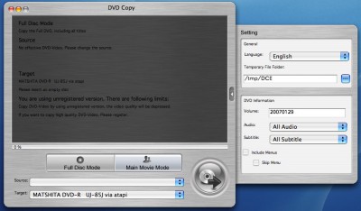 Xilisoft DVD Copy for Mac 1.5.38.040 screenshot