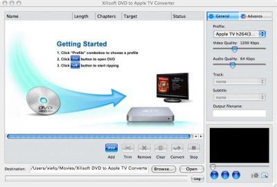 Xilisoft DVD to AppleTV Converter Mac 2 4.7.30.060 screenshot