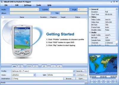 Xilisoft DVD to Pocket PC Ripper 2 4.7.38.011 screenshot