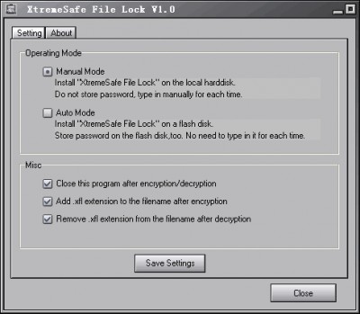 XtremeSafe File Lock 1.0 screenshot