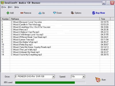 Zeallsoft Audio CD Burner 5.53 screenshot