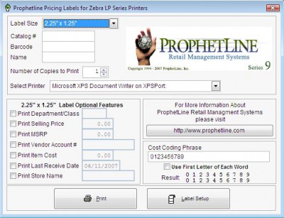 Zebra Price Label Software 1.1 screenshot