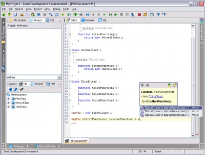 Zend Studio for Linux 5.5 screenshot