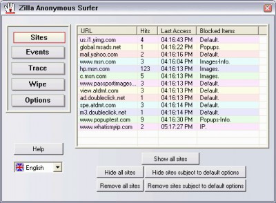 Zilla Anonymous Surfer 3.0.0.3 screenshot