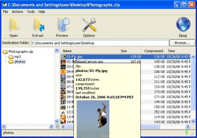 Zipeg for Windows 2.9.4.1316 screenshot
