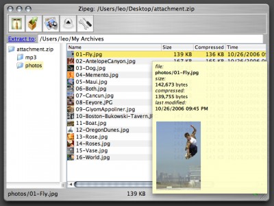 Zipeg 1.3.0 screenshot